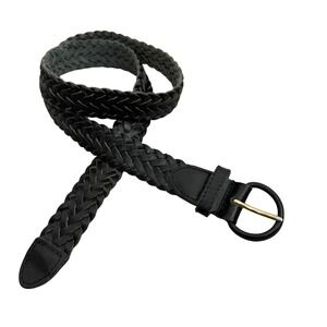 Surrey Belt Womens Medium Black Braided Woven Genuine Leather K3588 Adjustable